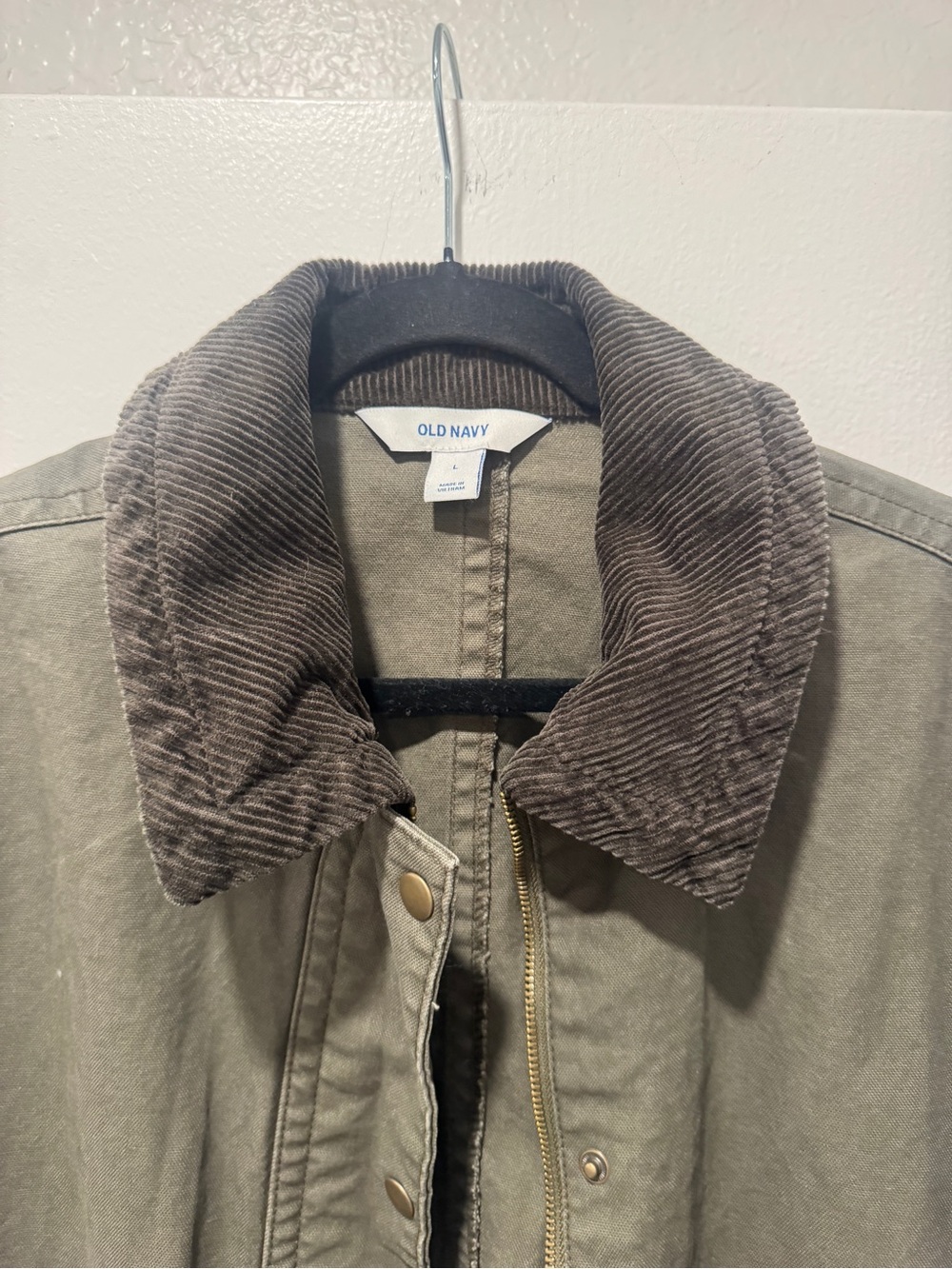Old Navy Olive Green Utility Jacket - Corduroy Collar - Large - Picture 4 of 4
